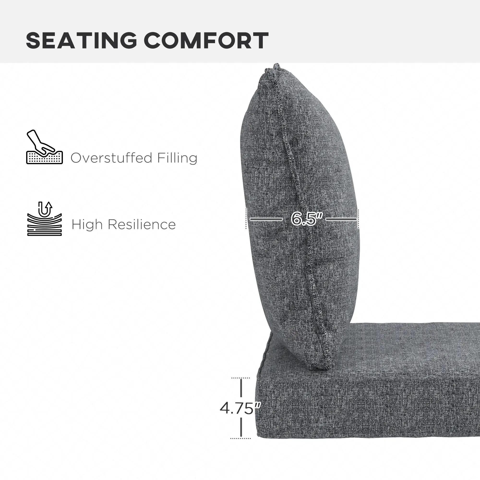 4-Piece Seat Cushion Pillows, Patio Chair Cushions with Back, Grey Patio Chair Cushions at Gallery Canada