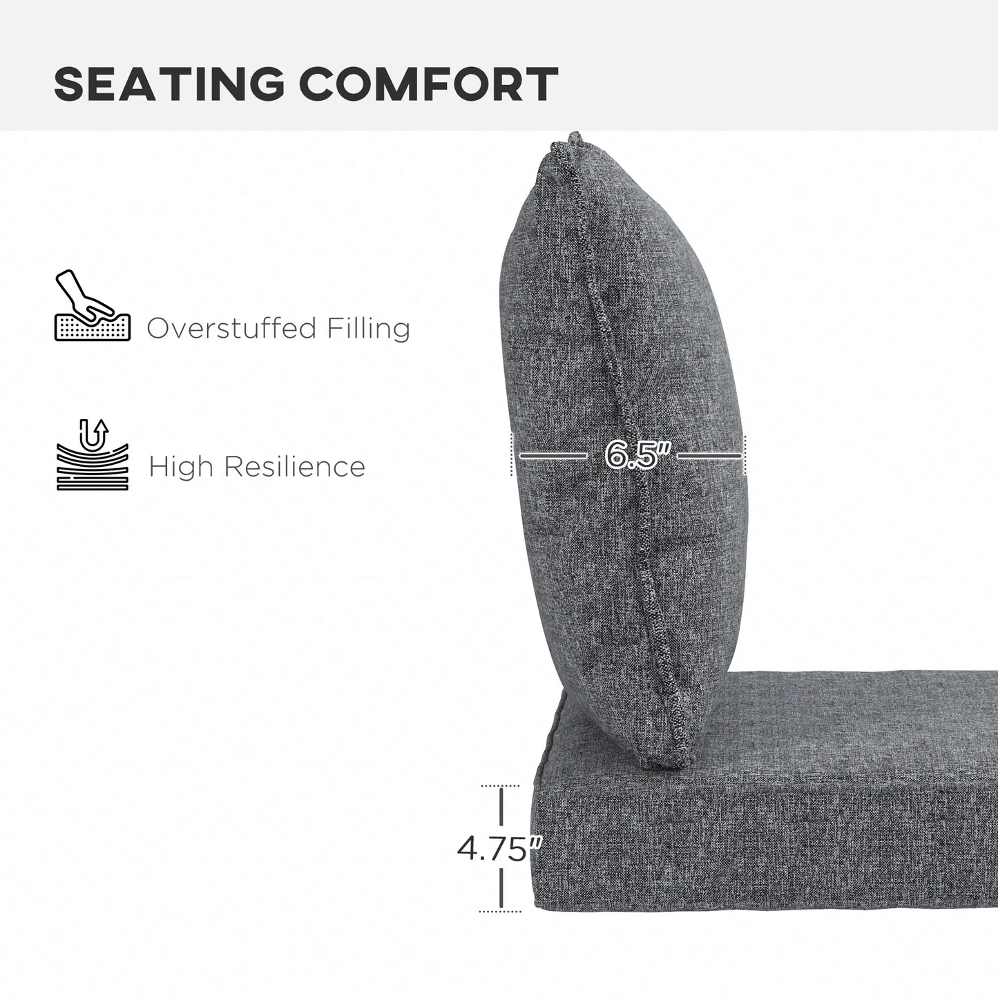 4-Piece Seat Cushion Pillows, Patio Chair Cushions with Back, Grey Patio Chair Cushions at Gallery Canada