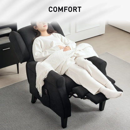 Push Back Recliner Chair, Vibration Massage, Extendable Footrest, Remote, Pocket, Black Sofas & Reclining Chairs at Gallery Canada