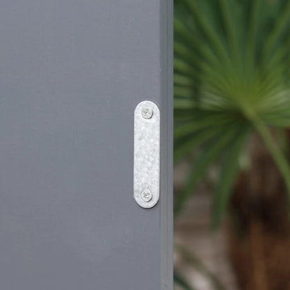 Outdoor Garden Storage Cabinet, Galvanized Top, Two Shelves, Grey Sheds at Gallery Canada