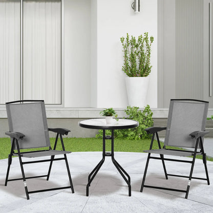 Folding Outdoor Bistro Set, Patio Table and Chairs, Round Dining Table, Grey Bistro Sets at Gallery Canada