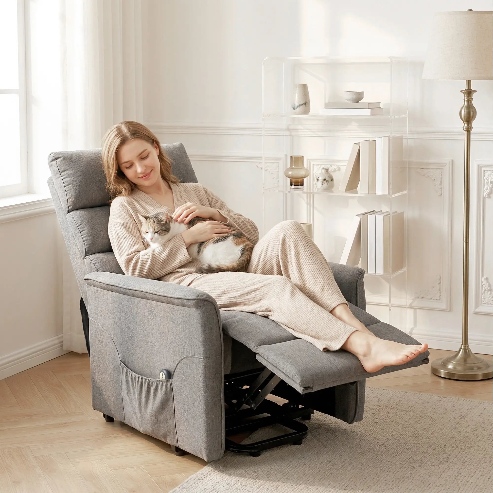 Lift Chair Recliner With Remote Control, Dark Grey Electric Power Lift Chairs at Gallery Canada