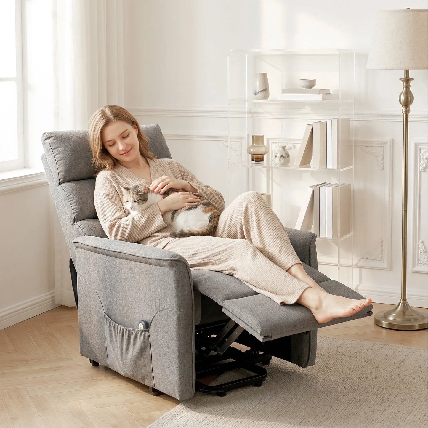 Lift Chair Recliner With Remote Control, Dark Grey Electric Power Lift Chairs at Gallery Canada