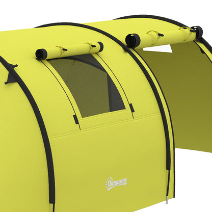3-4 Person Camping Tent with 2 Rooms, 3000mm Waterproof Portable Family Tent with Carry Bag, Yellow Camping Tents at Gallery Canada