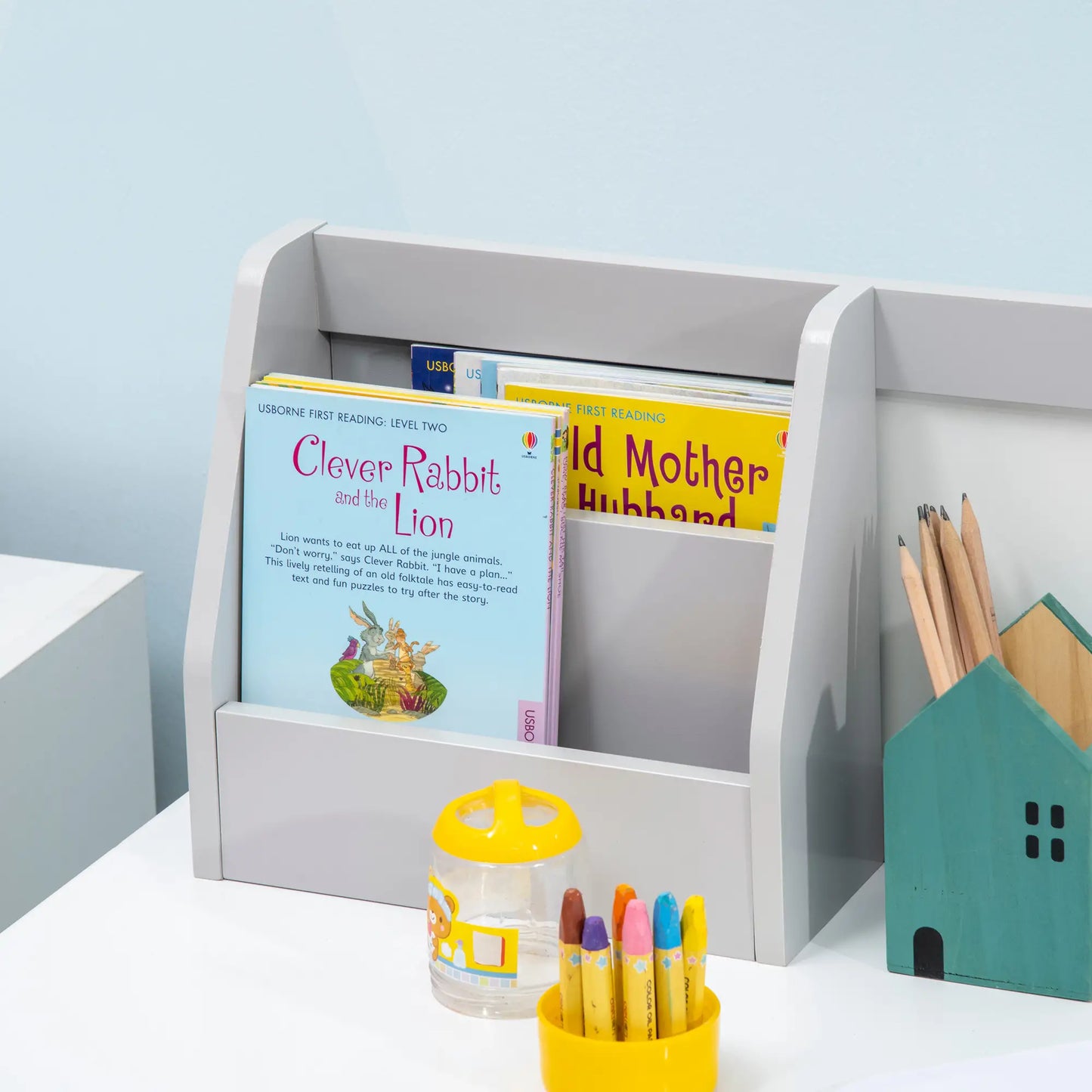 Kids Desk and Chair Set, 2Pcs, with Whiteboard, Storage, Grey Kids Desk Sets at Gallery Canada