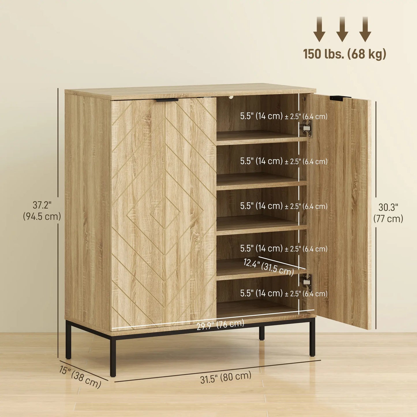Shoe Storage Cabinet for 15 Pairs, Adjustable Shelves, Oak Shoe Storage Cabinets & Racks at Gallery Canada