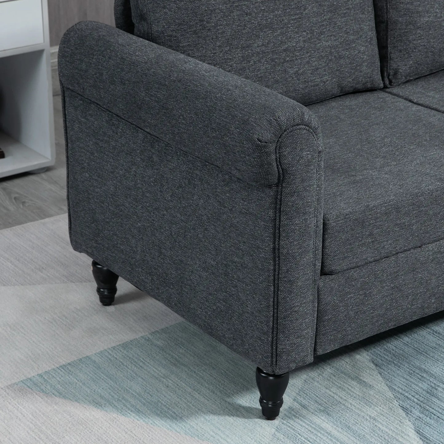 Vintage Loveseat, Upholstered Chenille 2 Seater Sofa, Dark Grey 2-Seater Sofas at Gallery Canada