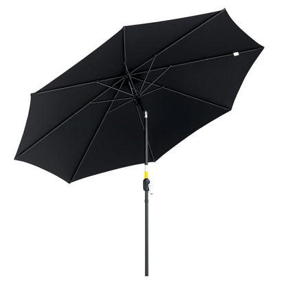 10' x 8' Round Market Umbrella, Crank Handle, Tilt, Black Sun Umbrellas at Gallery Canada