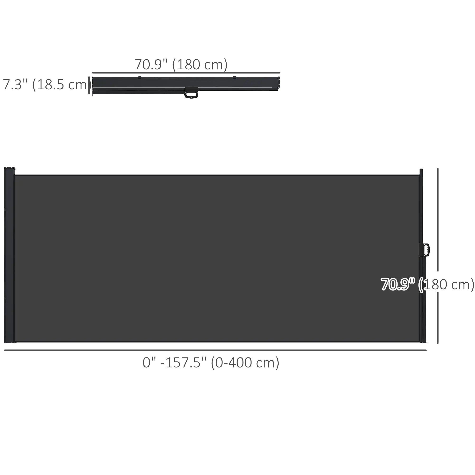 13' x 6' Retractable Side Awning, Outdoor Privacy Screen, Black Retractable Side Awning at Gallery Canada