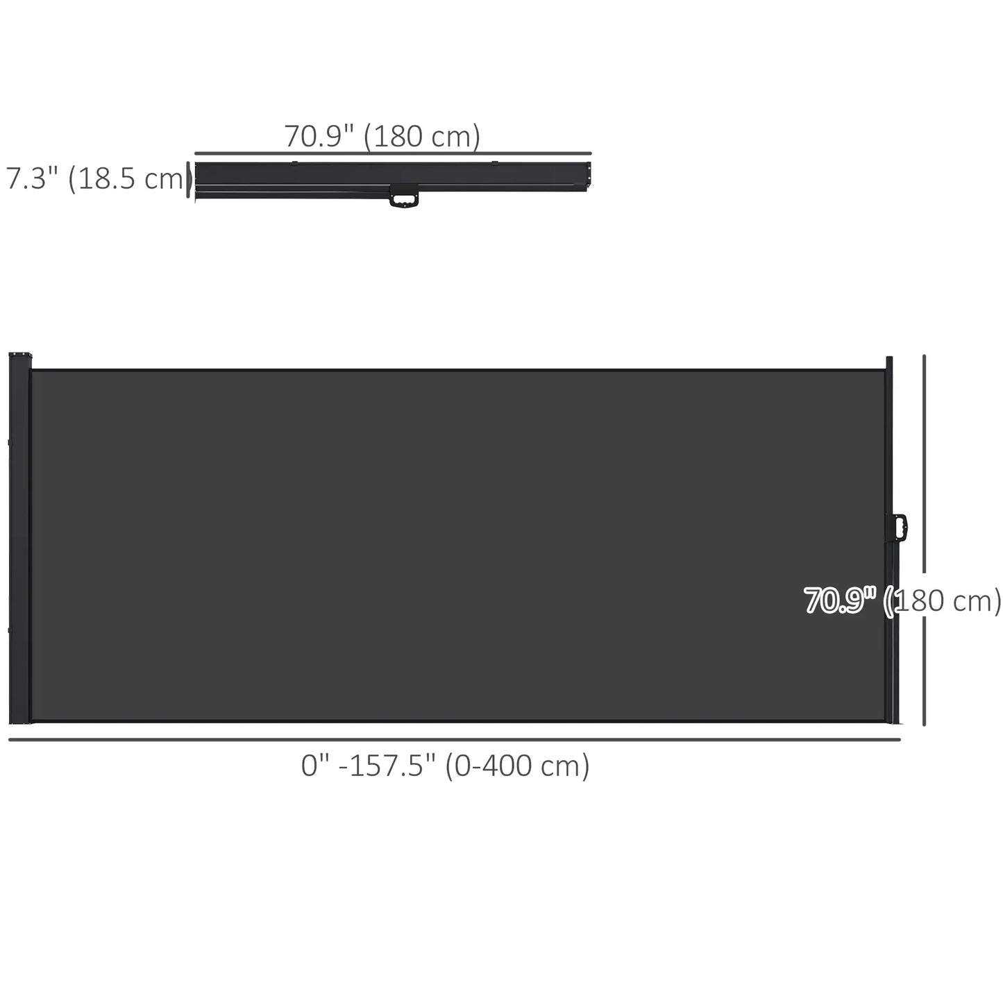 13' x 6' Retractable Side Awning, Outdoor Privacy Screen, Black Retractable Side Awning at Gallery Canada