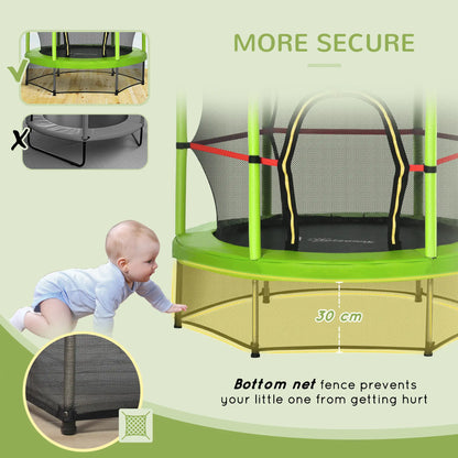 55 Inch Kids Trampoline with Enclosure Net, Indoor Outdoor, Green Trampolines at Gallery Canada