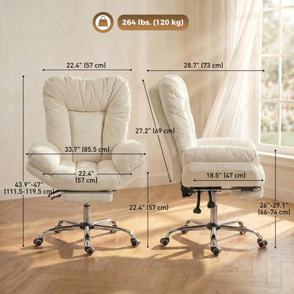 Chaise Croisée avec Roulettes, Accoudoirs en Cascade, Beige