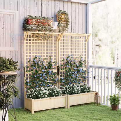 Wood Planter With Trellis For Climbing Plants, Raised Garden Bed Wooden Planter Boxes at Gallery Canada