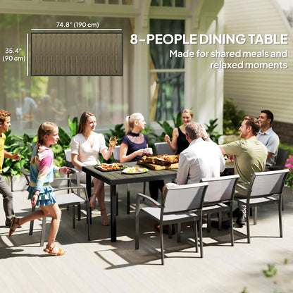 Rectangular Aluminum Patio Dining Table For 8, Natural Patio Dining Tables at Gallery Canada
