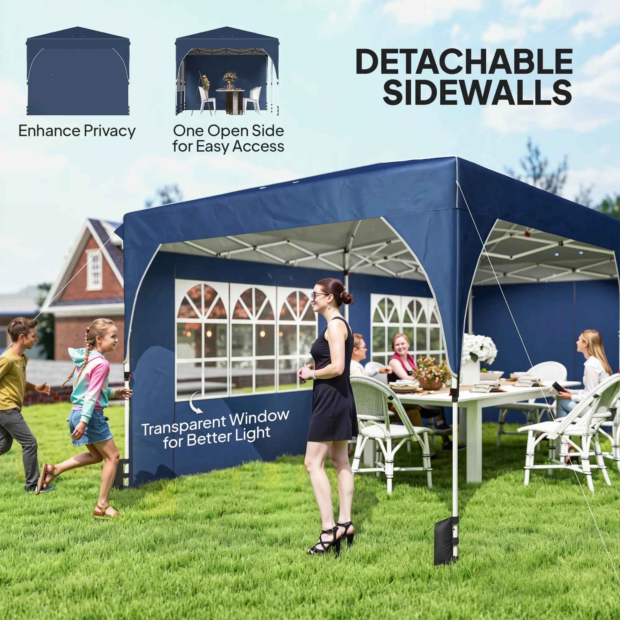 10 x 20 ft Pop Up Canopy Tent, UPF 50+, 6 Sandbags, Dark Blue Pop Up Canopies at Gallery Canada