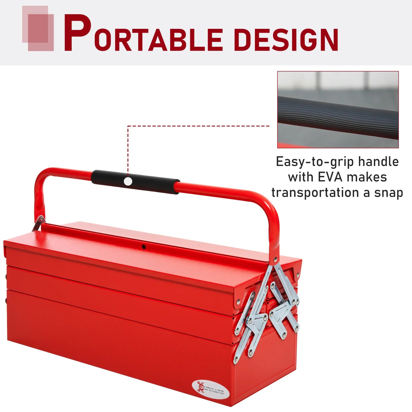 22" Metal Tool Box, 5-Tray Cantilever Steel Chest, Red Tool Organizers at Gallery Canada