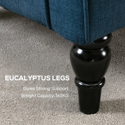 Fabric Accent Chair, Button Tufted Armchair, Upholstered with Wood Legs, Blue Single Sofas at Gallery Canada