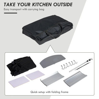 Camping Kitchen Table, Aluminum Folding with Storage, Silver Picnic Tables & Camping Chairs at Gallery Canada