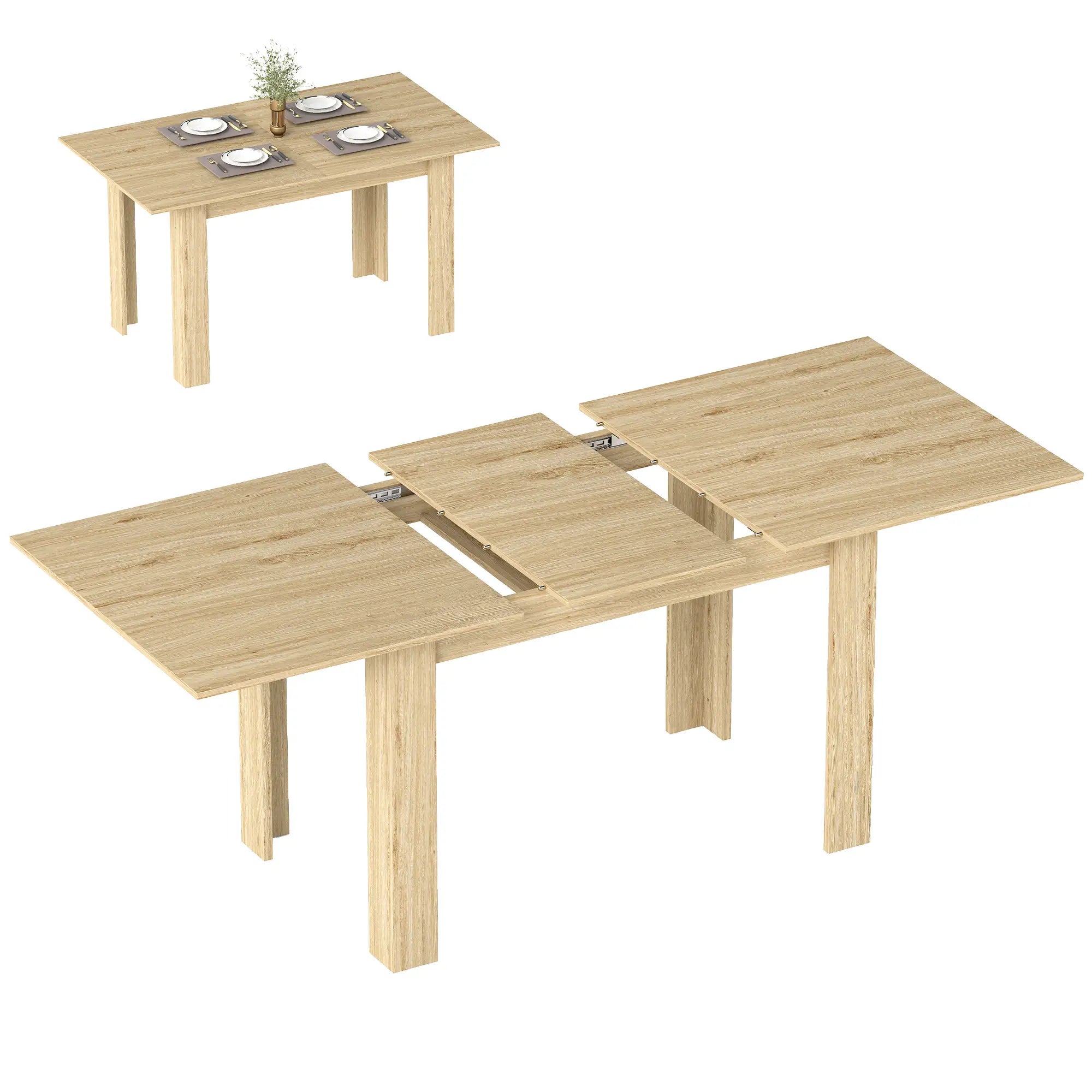 Extendable Dining Table, 55.1(70.9) x31.5 in, for 6-8, Natural Wood Dining Tables at Gallery Canada