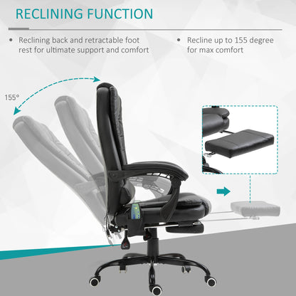7-Point Vibrating Massage Chair, Reclining Office Chair, Footrest, Black Massage Chairs at Gallery Canada