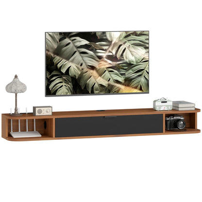 55 Inch Floating TV Stand, Wall Mounted Media Console, Walnut TV Stands at Gallery Canada