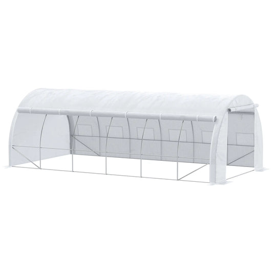 Large Walk-in Greenhouse, 20'x10'x6.6', Zippered Door, 12 Roll-up Windows, White Tunnel Greenhouses White at Gallery Canada