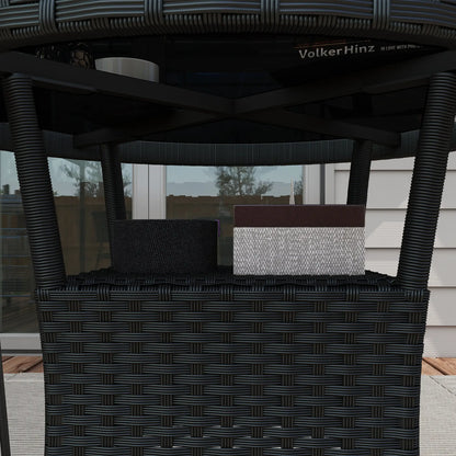 31.5" Outdoor Wicker Dining Table, PE Rattan, Metal Frame, Glass Top, Black Patio Dinning Tables at Gallery Canada