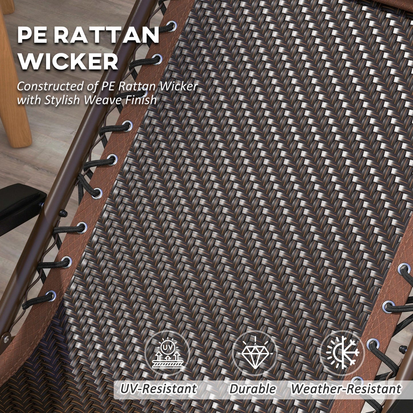 Outdoor Zero Gravity Chair, Folding PE Rattan Recliner, Brown Lounger Chairs at Gallery Canada