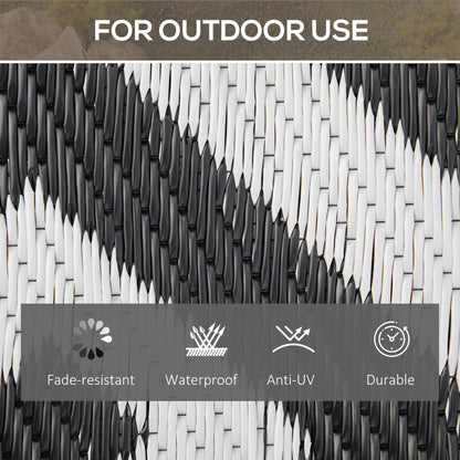 Reversible Outdoor RV Rug, Patio Floor Mat, 5' x 8', Black & White Garden Decor at Gallery Canada