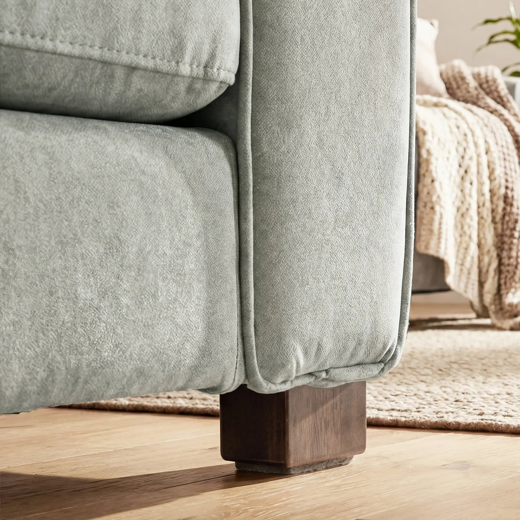 Grey Velvet Fabric Armchair, Wide Seat Spring Cushion, Solid Wood Legs, Grey Single Sofas at Gallery Canada