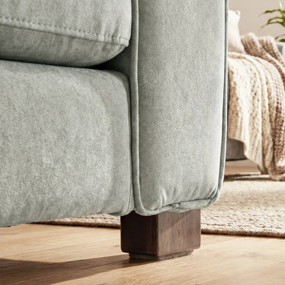 Grey Velvet Fabric Armchair, Wide Seat Spring Cushion, Solid Wood Legs, Grey Single Sofas at Gallery Canada