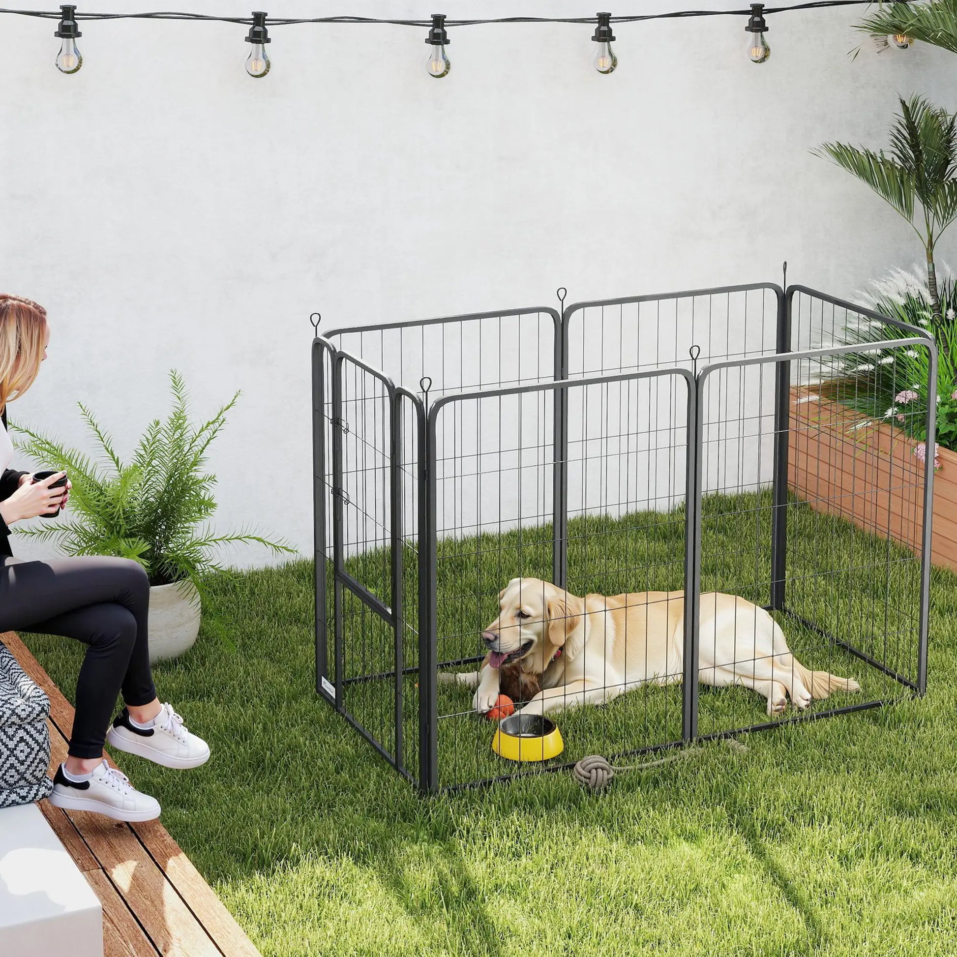 6 Panels Heavy Duty Dog Playpen, 39" Height, Portable Foldable Houses, Kennels & Pens at Gallery Canada