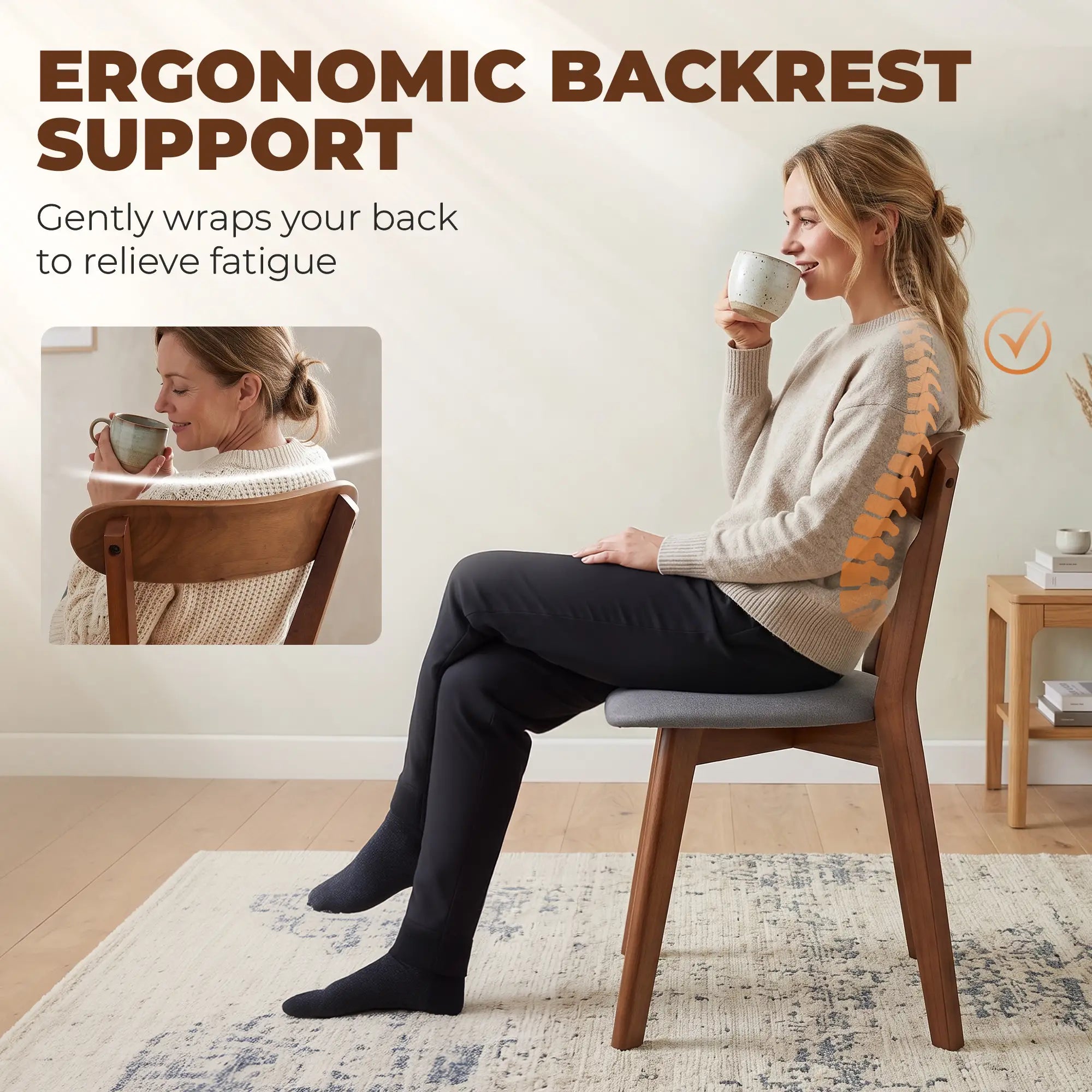 Upholstered Linen-Look Dining Chairs, Rubberwood Legs, Set of 2, Grey & Brown Dining Chairs at Gallery Canada