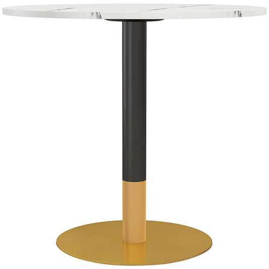 Round Dining Table, Faux Marble Top, Steel Base, Small Kitchen Table, White Bar Tables & Dining Tables White at Gallery Canada