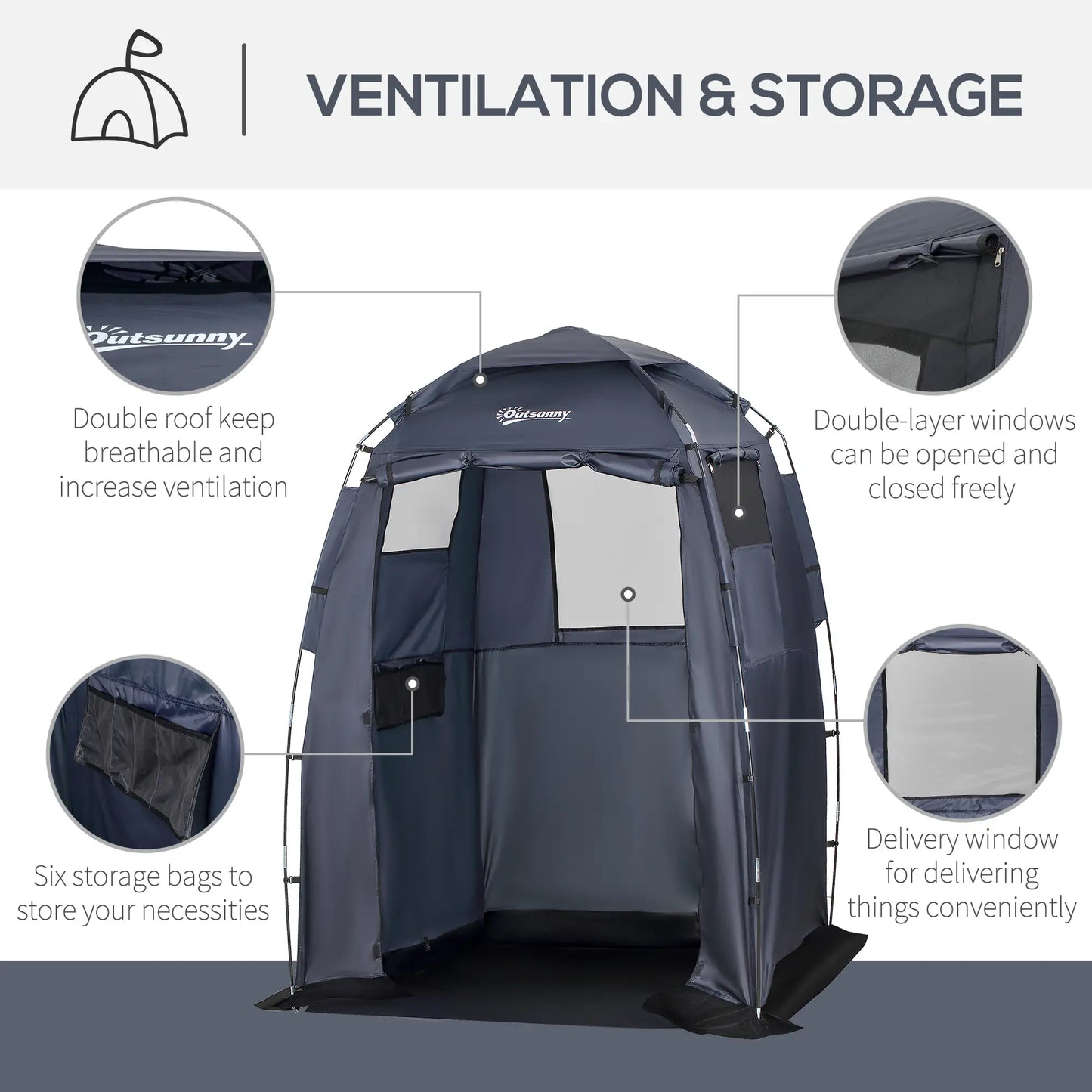 60" x 60" x 82" Shower Tent, Extra Wide Changing Room, Dark Blue Camping Tents at Gallery Canada