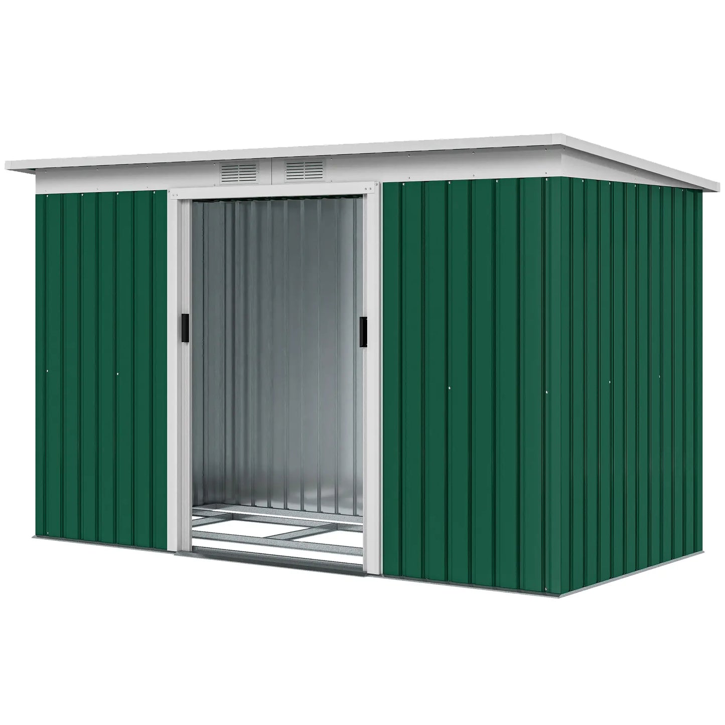 9' x 4' Metal Garden Shed, Ventilation, Doors, Dark Green Sheds Dark Green at Gallery Canada