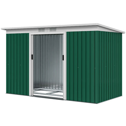 9' x 4' Metal Garden Shed, Ventilation, Doors, Dark Green Sheds Dark Green at Gallery Canada