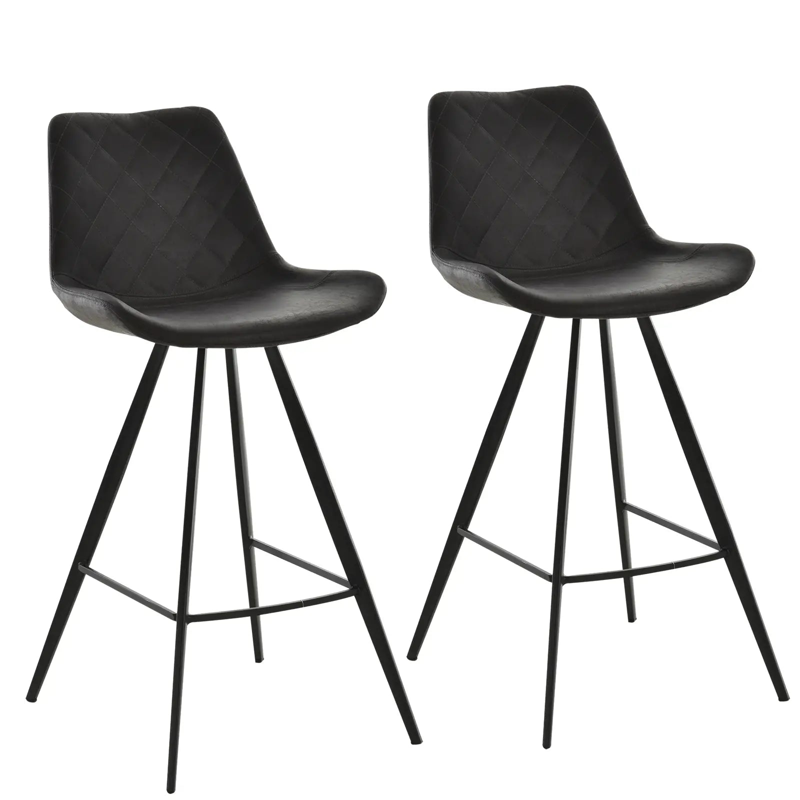 Set of 2 Microfiber Bar Stools, Kitchen Stools with Padded Seat, Black Bar Stools at Gallery Canada