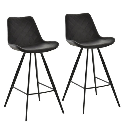 Set of 2 Microfiber Bar Stools, Kitchen Stools with Padded Seat, Black Bar Stools at Gallery Canada