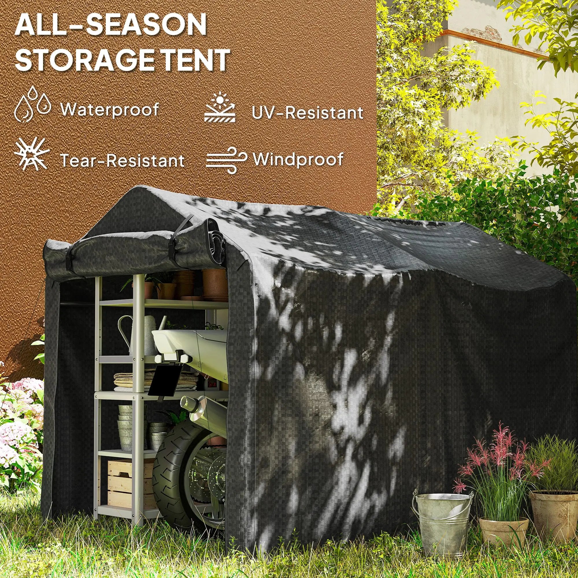 Outdoor Storage Shed, UV Resistant Bike Tent, Portable for Motorcycle, Black Portable Shed at Gallery Canada