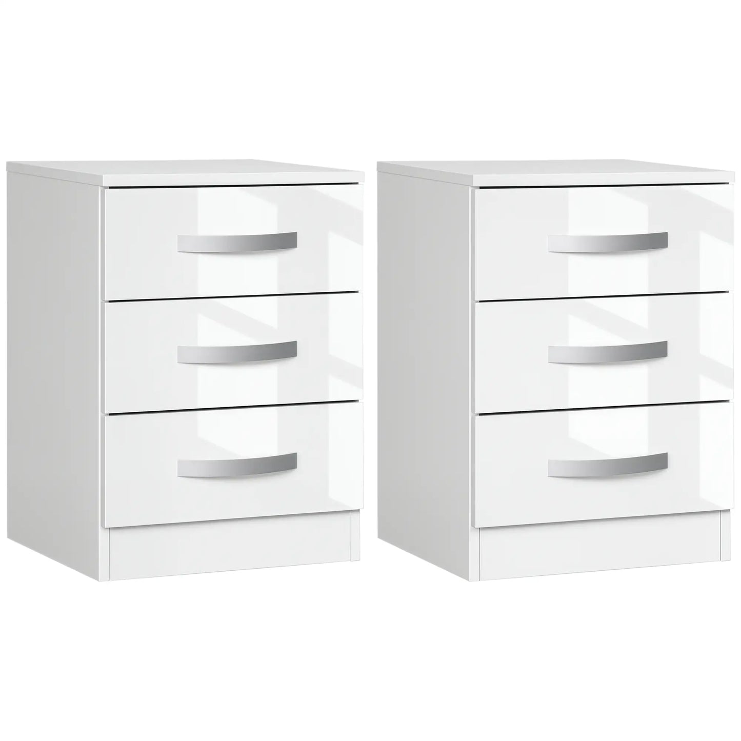 Modern Nightstand Set of 2, 3 Drawer Bedside Tables, White Bedside Tables at Gallery Canada