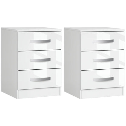 Modern Nightstand Set of 2, 3 Drawer Bedside Tables, White Bedside Tables at Gallery Canada