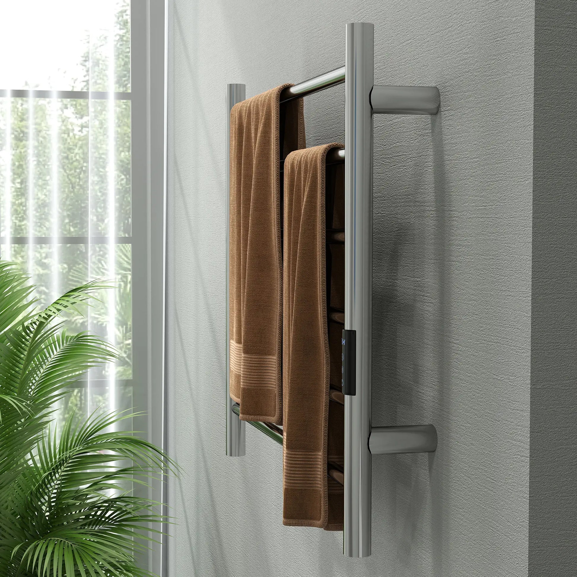 Stainless Steel Smart WiFi Towel Warmer, Wall Mounted, 6 Bars, Adjustable Temperature, Silver Bath Accessories at Gallery Canada