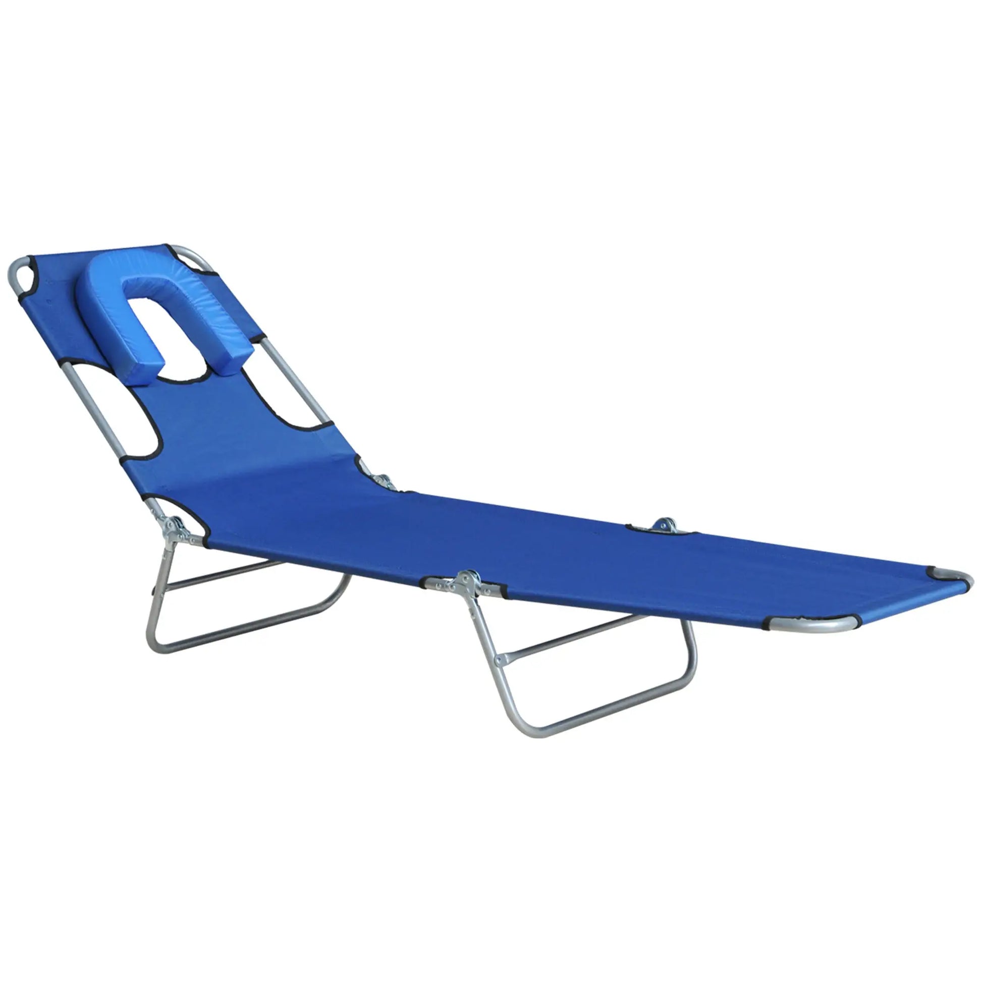 Outdoor Lounge Chair, Adjustable Folding Chaise, Tanning Chair, Blue Lounger Chairs Blue at Gallery Canada