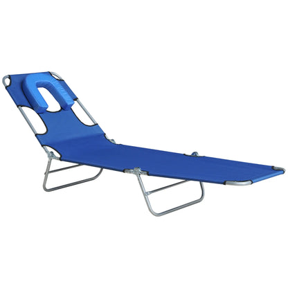 Outdoor Lounge Chair, Adjustable Folding Chaise, Tanning Chair, Blue Lounger Chairs Blue at Gallery Canada