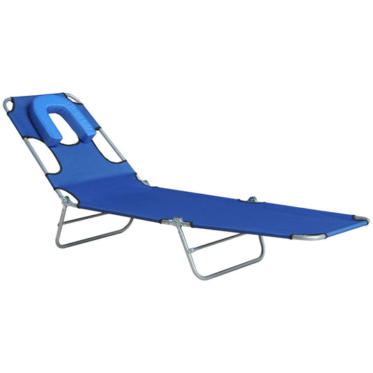 Outdoor Lounge Chair, Adjustable Folding Chaise, Tanning Chair, Blue Lounger Chairs Blue at Gallery Canada