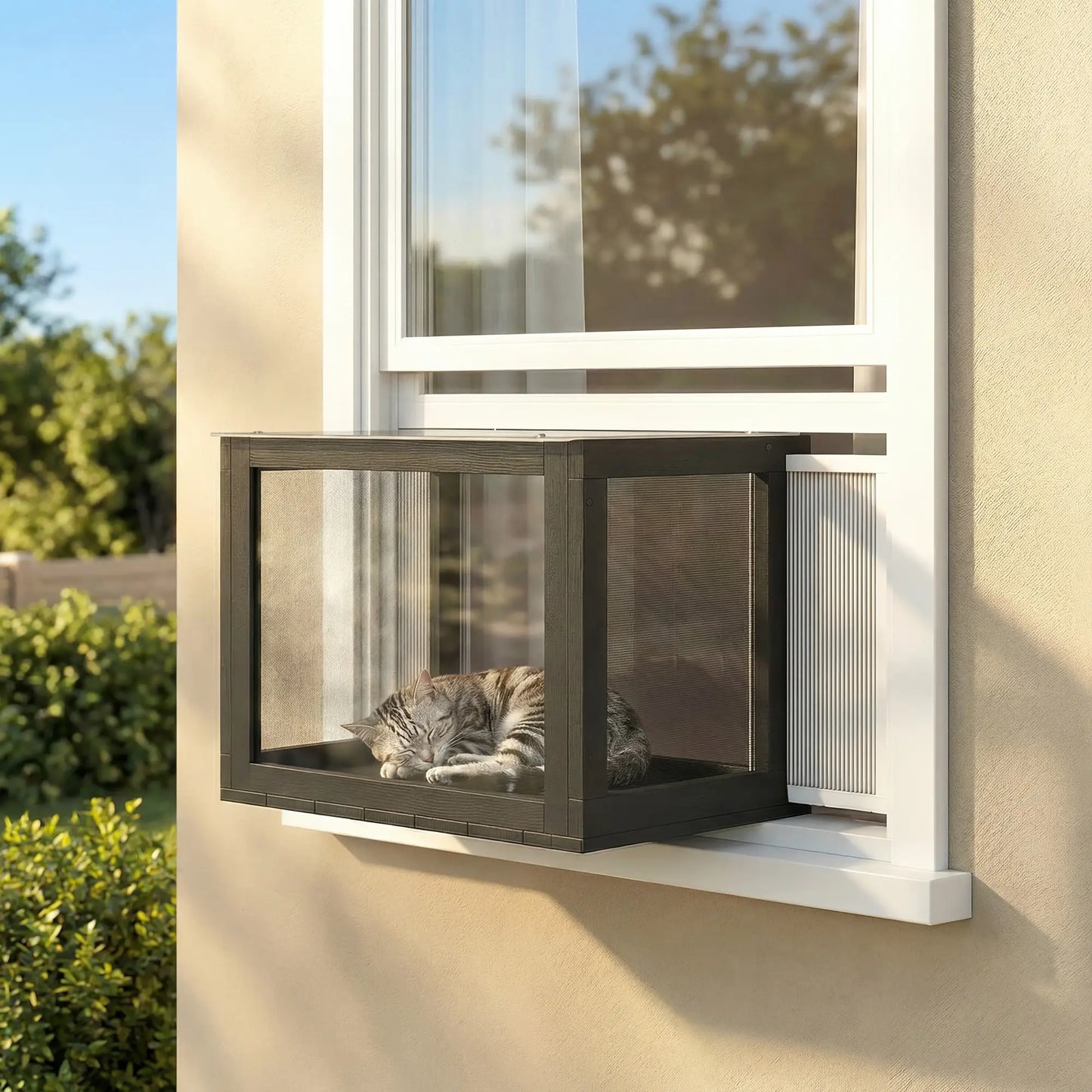 Outdoor Cat Enclosure, Adjustable Cat House, Waterproof Top, 24" x18.5" x16.1", Black White Outdoor Cat Enclosures at Gallery Canada