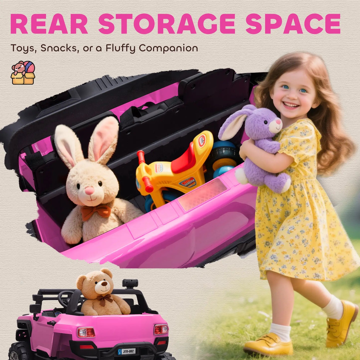 2-Seater Kids Police Car, 12V 7AH Remote Control, Pink Electric Toy Cars at Gallery Canada