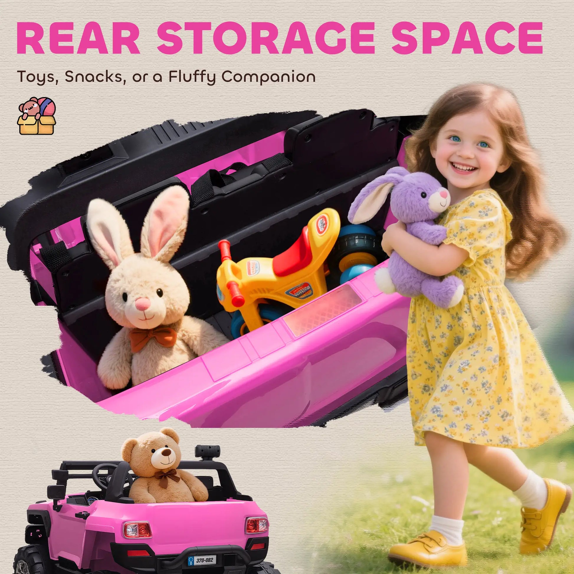 2-Seater Kids Police Car, 12V 7AH Remote Control, Pink Electric Toy Cars at Gallery Canada