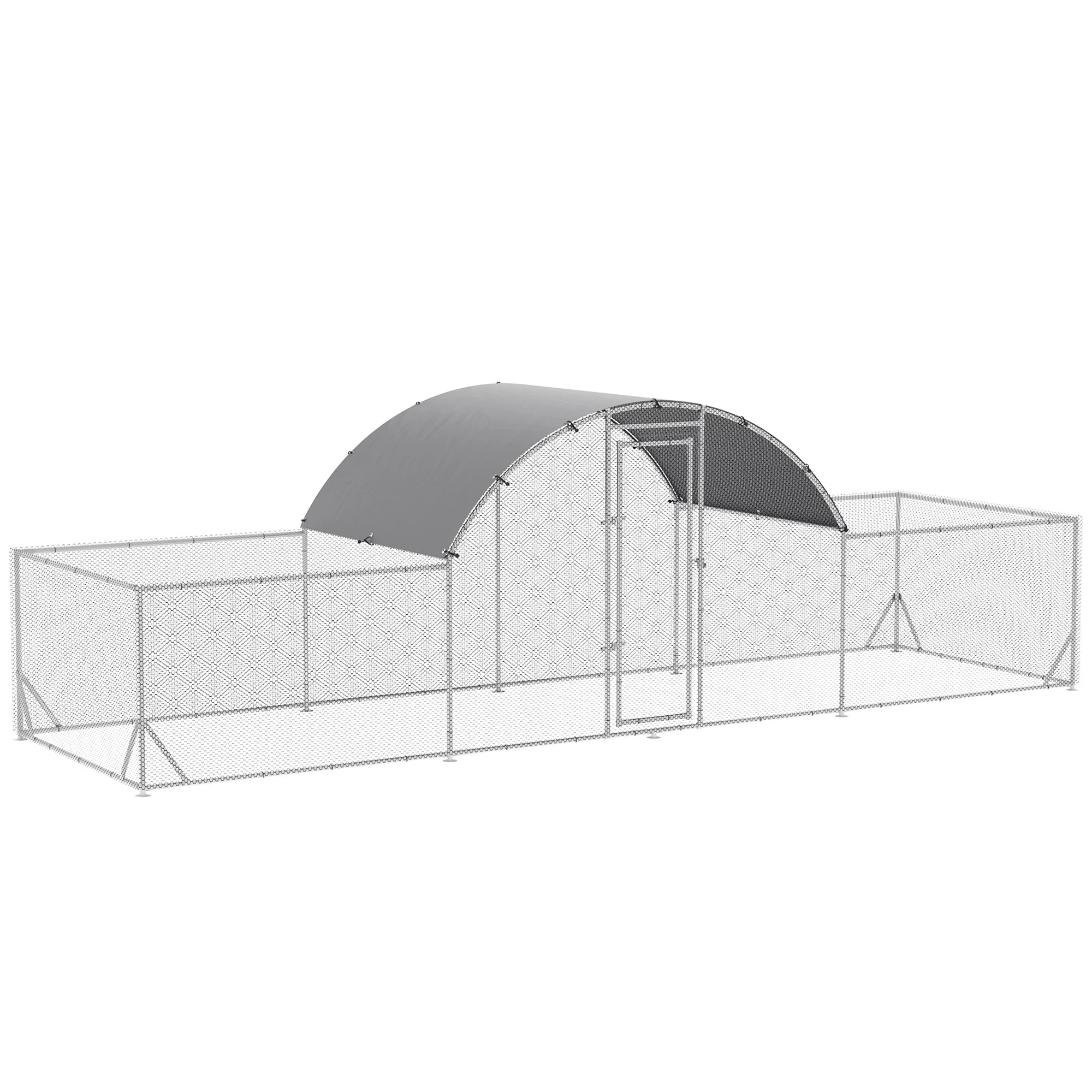 21.7' x 6.2' Metal Chicken Run, Waterproof Anti-UV Cover Chicken Coops Silver, Silver Grey at Gallery Canada